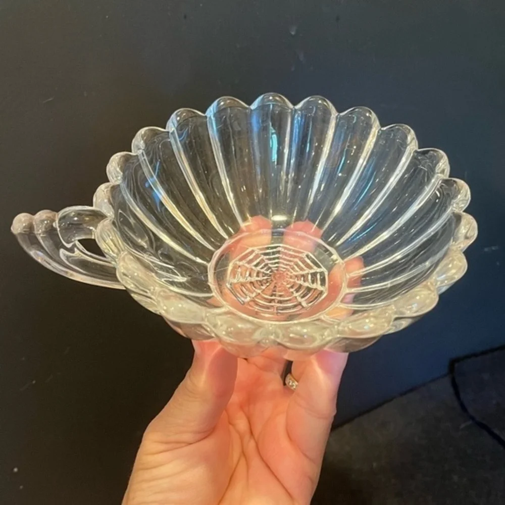 Vintage Manganese UV Reactive Glass Single Handle Bowl Dish